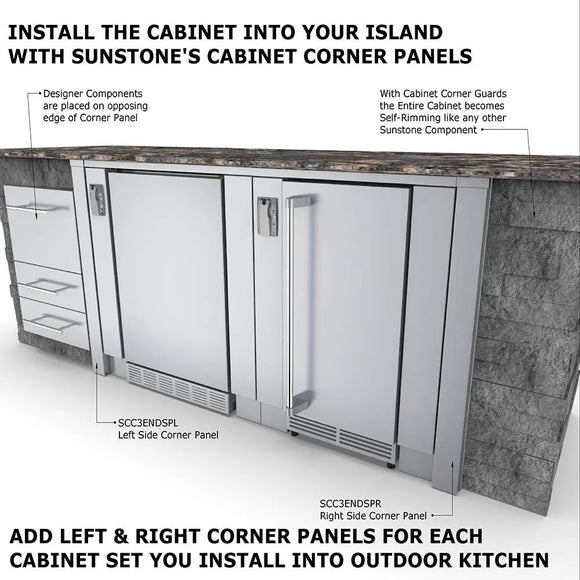 Sunstone Grills 30-Inch Universal Outdoor Kitchen Base Cabinet for Refrigerators up to 21-Inch Wide