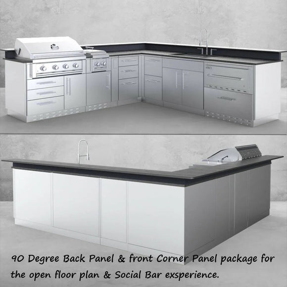 Sunstone 31 Inch BBQ Island Cabinet Back Panel – 90-Degree Stainless