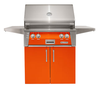 Buy luminous-orange-gloss Alfresco ALXE 30-Inch Freestanding Grill With Rotisserie