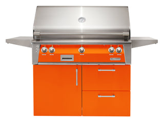 Buy luminous-orange-gloss Alfresco ALXE 42-Inch Freestanding Gas Grill On Deluxe Cart