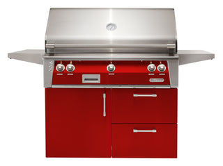 Buy carmine-red-gloss Alfresco ALXE 42-Inch Freestanding Gas Grill On Deluxe Cart