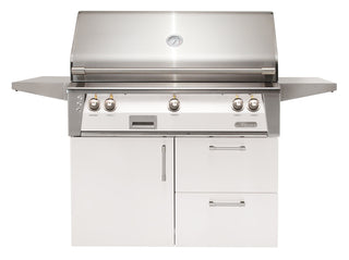 Buy signal-white-gloss Alfresco ALXE 42-Inch Freestanding Gas Grill On Deluxe Cart