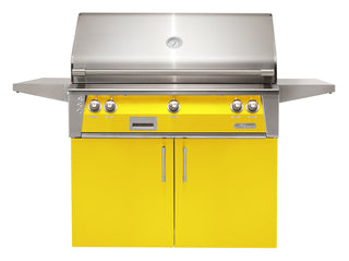 Buy traffic-yellow-gloss Alfresco ALXE 42-Inch Freestanding Grill With Rotisserie