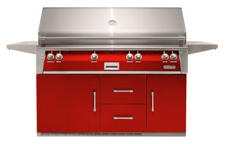 Buy carmine-red-gloss Alfresco 56-Inch Luxury Gas Grill with Refrigerated Cart