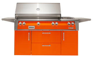 Buy luminous-orange-gloss Alfresco 56-Inch Luxury Deluxe Gas Grill with Refrigerated Cart