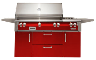 Buy carmine-red-gloss Alfresco 56-Inch Luxury Deluxe Gas Grill with Refrigerated Cart