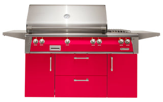 Buy raspberry-red-gloss Alfresco 56-Inch Luxury Deluxe Gas Grill with Refrigerated Cart