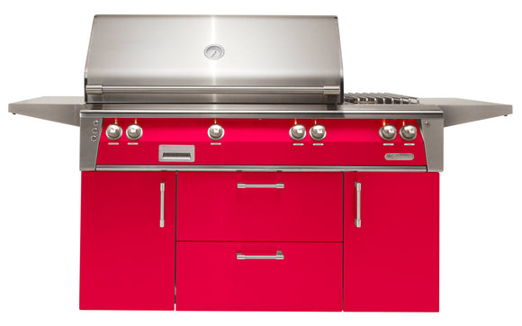 Alfresco 56-Inch Freestanding Grill with Side Burner and Rotisserie