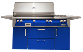 Buy ultramarine-blue-gloss Alfresco 56-Inch Luxury Deluxe Gas Grill with Refrigerated Cart