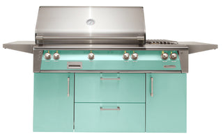 Buy light-green-gloss Alfresco 56-Inch Freestanding Grill with Side Burner and Rotisserie
