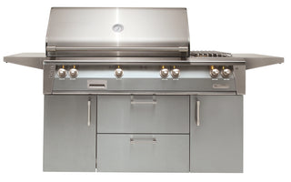 Buy signal-grey-gloss Alfresco 56-Inch Freestanding Grill with Side Burner and Rotisserie