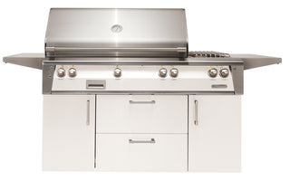 Buy signal-white-gloss Alfresco 56-Inch Freestanding Grill with Side Burner and Rotisserie