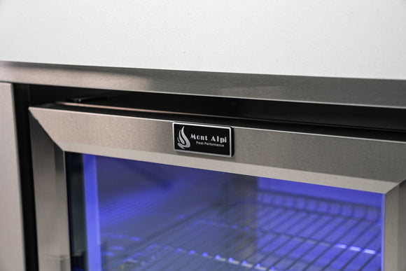 Mont Alpi 38 Inch Outdoor Prep Center-  Beverage Center with Glass Door and Lock
