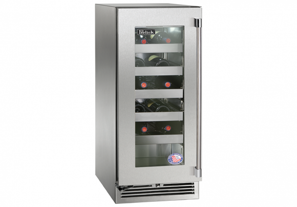 Perlick 15 Inch Outdoor Wine Cooler with Solid, Glass, Panel Ready Door and Lock
