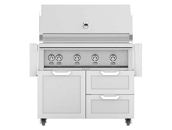 Hestan 42 Inch Grill With Rotisserie On Double Door & Drawer Cart