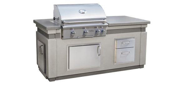 American Outdoor Grill 30-Inch Island Package Includes Grey Concrete Base w/ Polished top, L Series Built-In Grill, Double Drawer and Tank Tray
