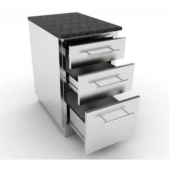 Sunstone Grills 18-Inch BBQ Island Cabinet – Triple Storage Drawers