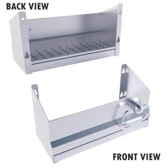 Sunstone 304 Stainless Steel 13-1/2 Inch Bar Caddy Speed Rail w/Drip Pan & Towel Holder