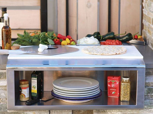 Alfresco 30-Inch Pizza Prep and Garnish Rail w/ Food Pans