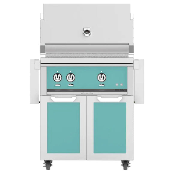 Hestan 30 Inch Grill With Rotisserie On Double Door Cart