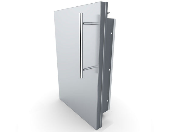 Sunstone Designer Series 15-Inch Stainless Steel Single Door with Shelf – Left Swing, Raised Style