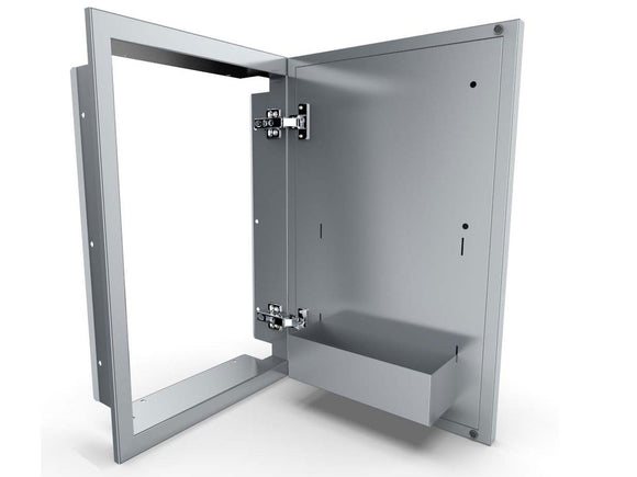 Sunstone Designer Series Raised Style 15-Inch Stainless Steel Single Door with Shelf Right Swing