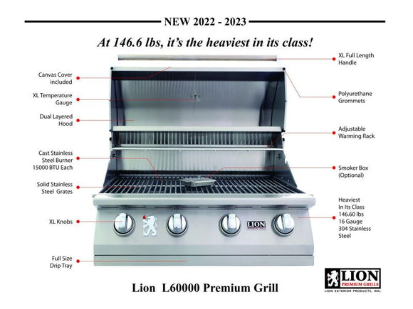 Lion 32 Inch Built In Grill w/ Grill Cover