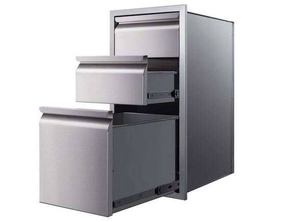 Memphis 15-Inch Three Drawer Stack – Premium Outdoor Kitchen Storage