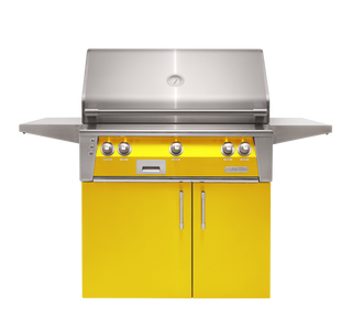 Buy traffic-yellow-gloss Alfresco ALXE 36-Inch Freestanding Grill With Rotisserie