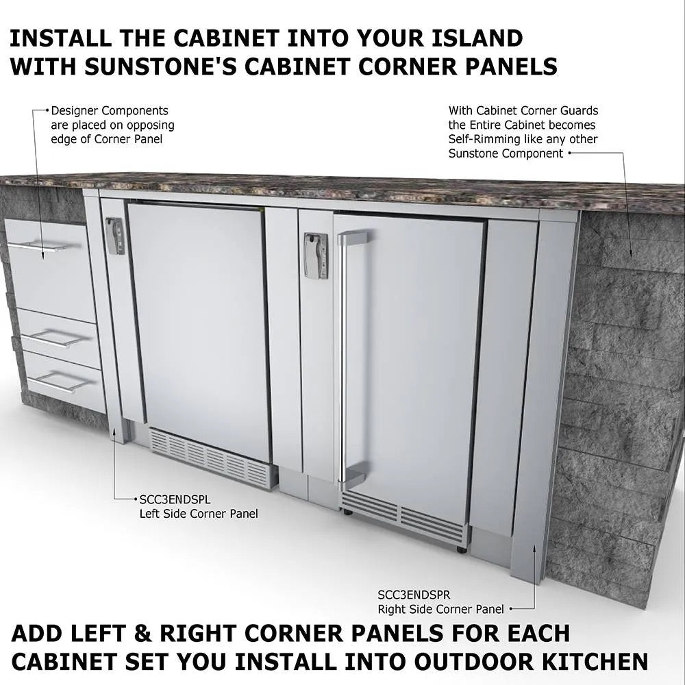 Sunstone Grills 30-Inch Universal Outdoor Kitchen Base Cabinet for Refrigerators up to 21-Inch Wide