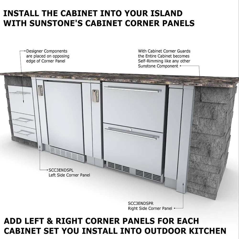 Sunstone Grills 34-Inch Universal Outdoor Kitchen Base Cabinet for Refrigerators up to 25-Inch Wide