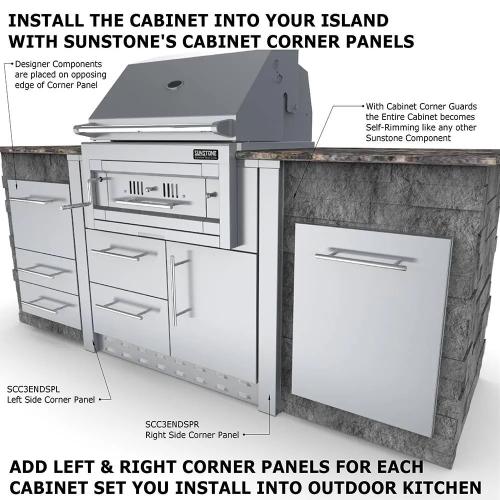Sunstone 34" Universal Grill Base Cabinet – Fits 30" Charcoal Grill