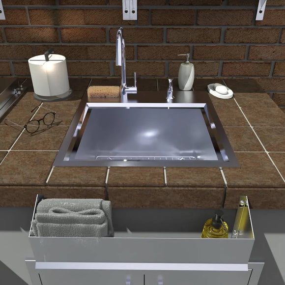 Sunstone 22-Inch Outdoor Rated Stainless Steel Heavy-Duty Speed Rail Pocket Shelf