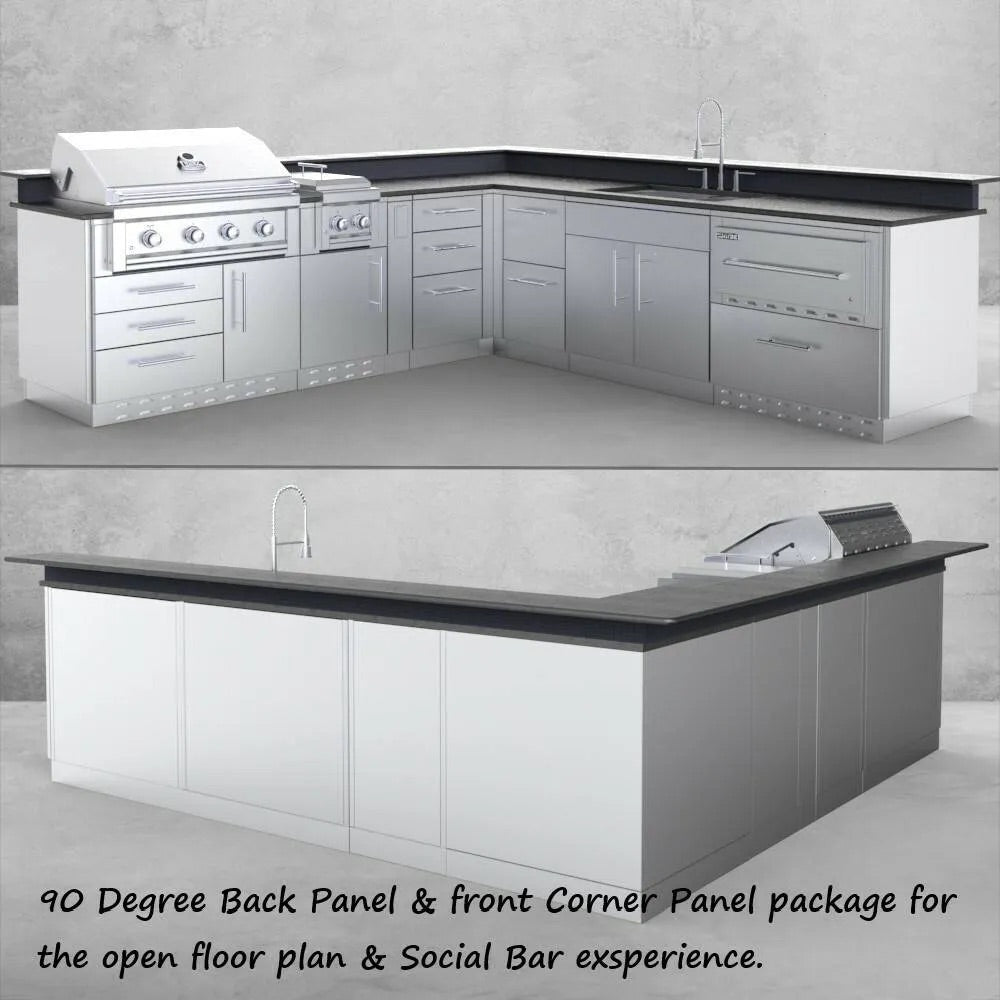 Sunstone 31 Inch BBQ Island Cabinet Back Panel – 90-Degree Stainless