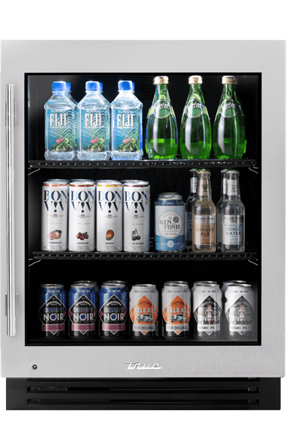 True Residential 24 Inch Outdoor Refrigerator with Glass Door and Lock