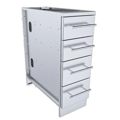Sunstone 12" Stainless Steel Four-Drawer BBQ Island Base Cabinet