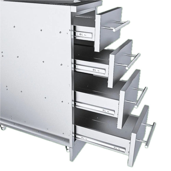 Sunstone 12" Stainless Steel Four-Drawer BBQ Island Base Cabinet