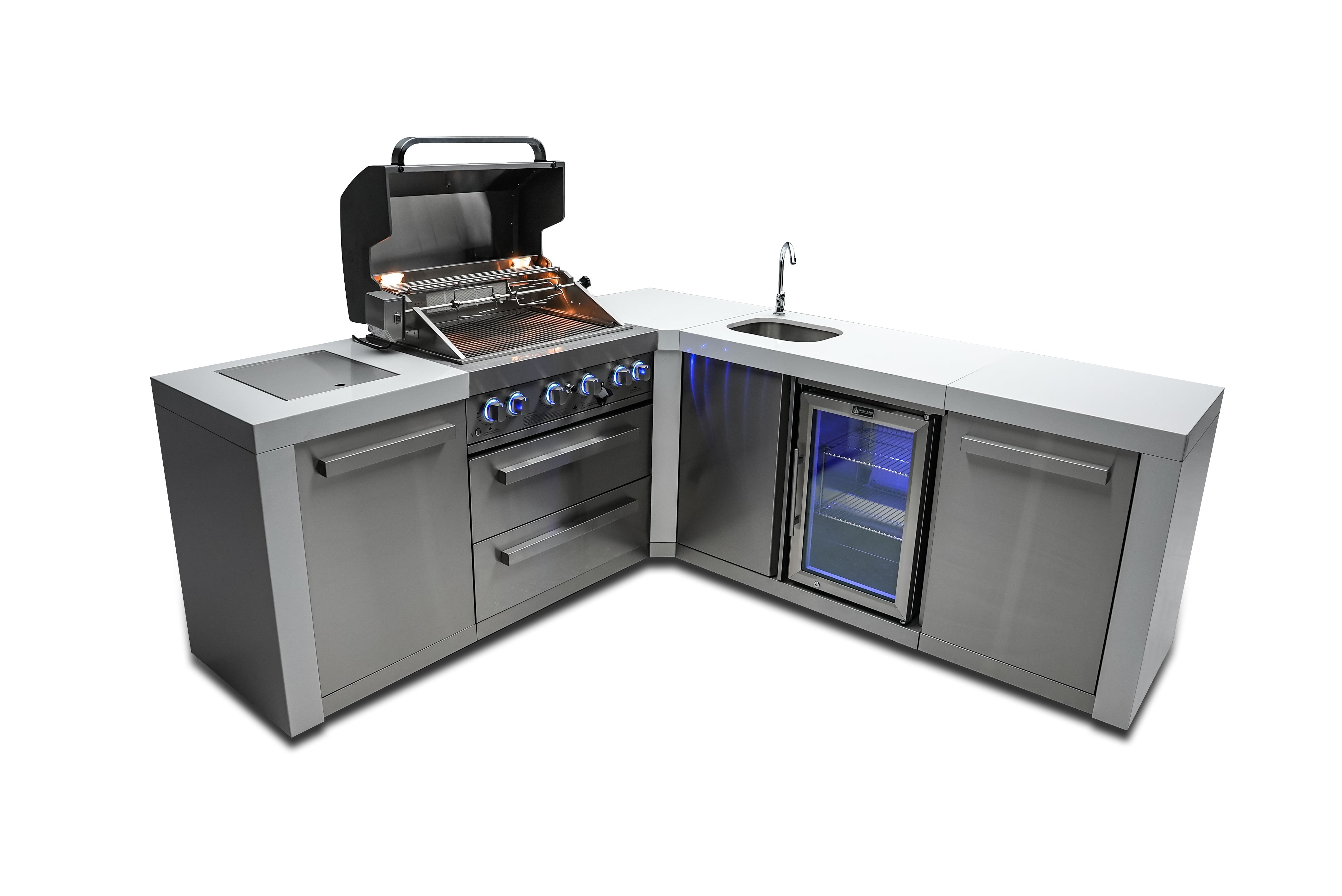 Mont Alpi 400 Deluxe Island with a 90 Degree Corner and Beverage Center