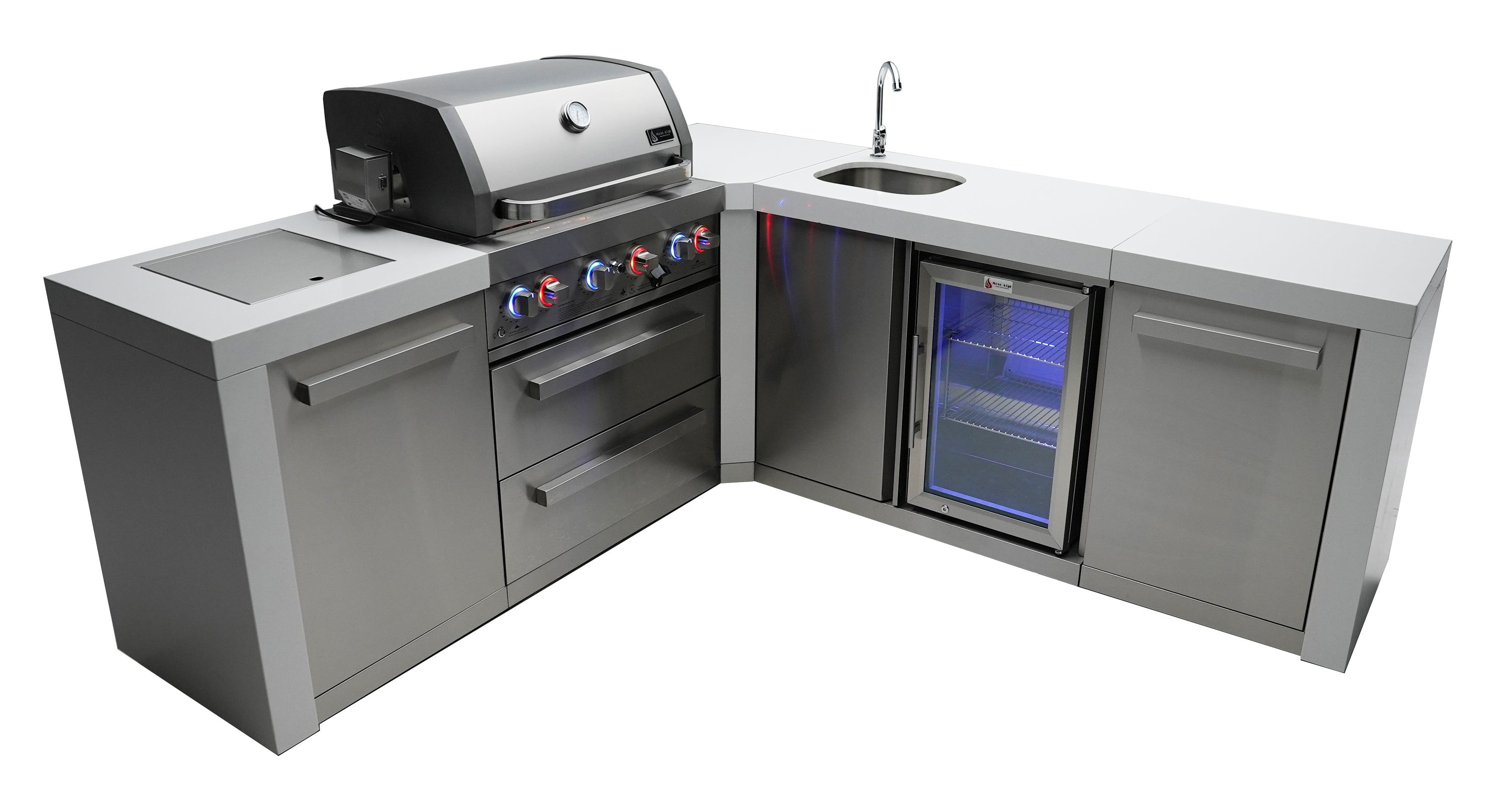 Mont Alpi 400 Deluxe Island with a 90 Degree Corner and Beverage Center