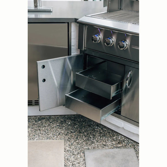 TrueFlame 36 Inch 2-Drawer Dry Storage Pantry & Enclosed Cabinet Combo