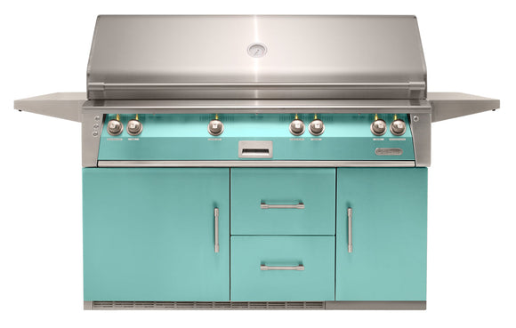 Alfresco 56-Inch Luxury All Grill with Refrigerated Cart