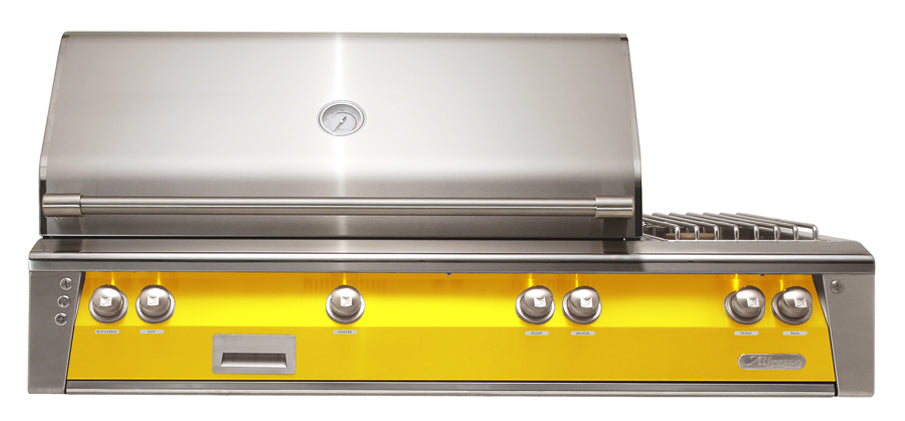 Buy traffic-yellow-gloss Alfresco ALXE 56-Inch Built-In Deluxe Gas BBQ Grill With Side Burner &amp; Rotisserie