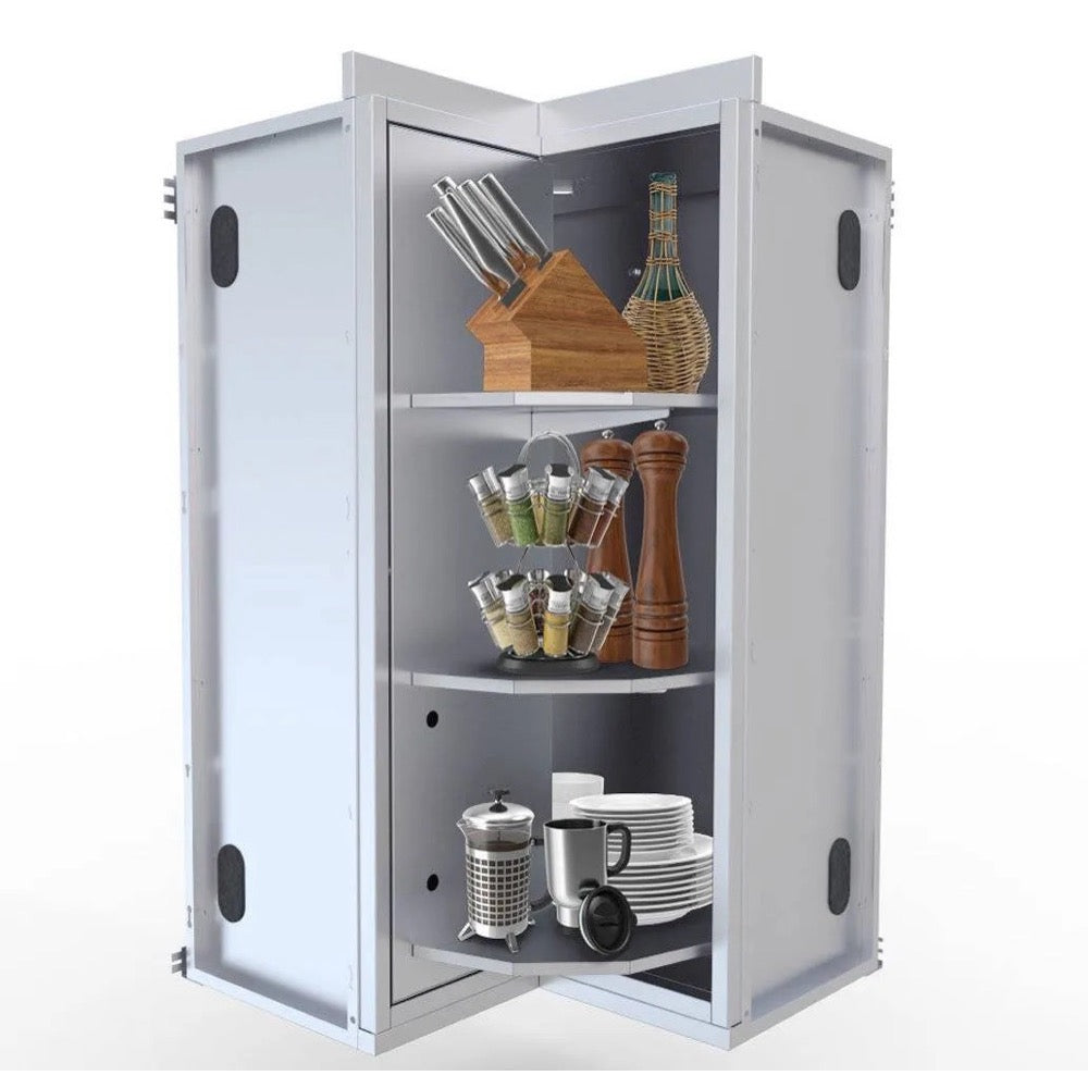 Sunstone Outdoor Kitchen 24-Inch Corner Wall Cabinet with Swivel Shelves