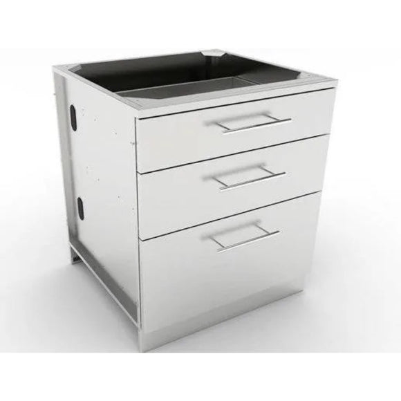 Sunstone 30-Inch Stainless Steel Base Cabinet – Triple Drawers