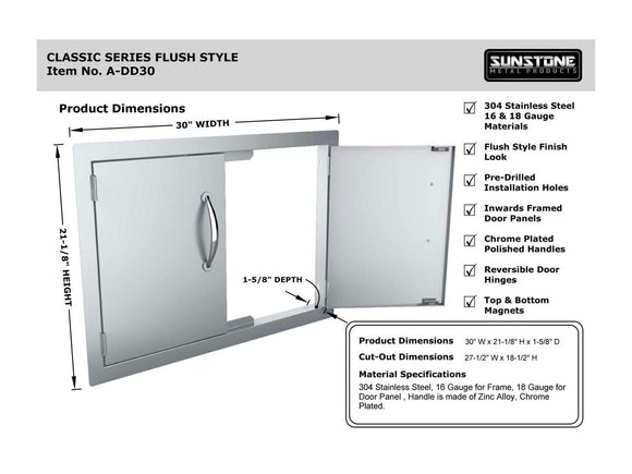Sunstone 30-Inch Double Access Door | Classic Flush Series