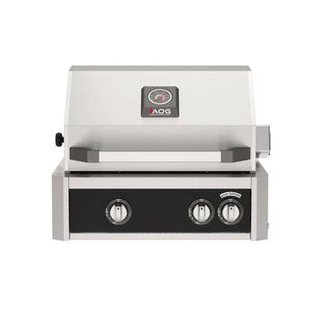 American Outdoor Grill 24 inch L-Series built-in gas grill in black finish with rear burner and rotisserie kit