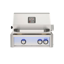 American Outdoor Grill 24 inch L-Series built-in gas grill in stainless steel finish with rear burner and rotisserie kit