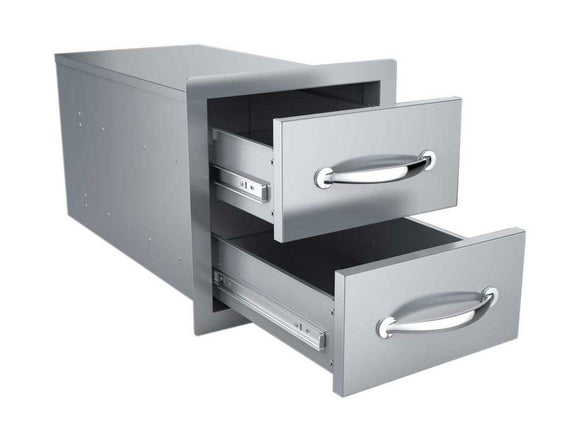 Sunstone 14-Inch Stainless Steel Double Access Drawer – Flush Mount