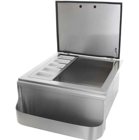 PCM 260 Series 18 Inch Slide In Ice Bin Cooler With Speed Rail & Condiment Holder
