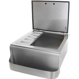 PCM 260 Series 18 Inch Slide In Ice Bin Cooler With Speed Rail & Condiment Holder